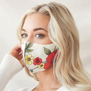Lulu's Take Care White Floral Multi Reversible Face Mask